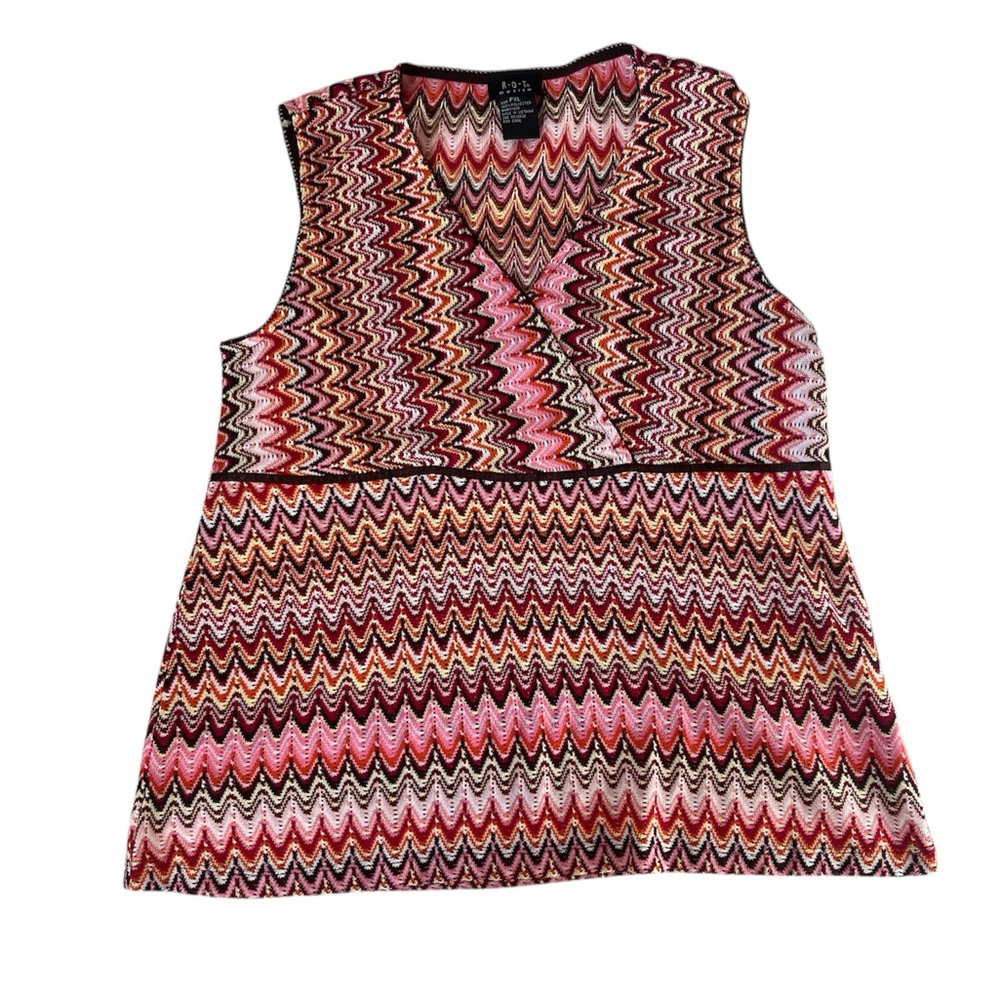 VINTAGE 90S RQT PETITE CHEVRON GOING OUT TOP XL PETITE WOMEN CUTE